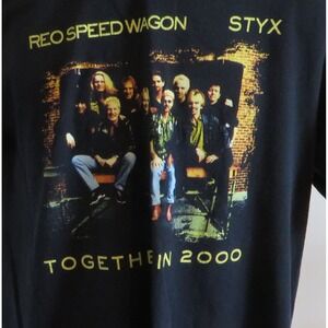 Vtg Reo Speed Wagon Styx Together in 2000 Tour Tshirt Black Rock Size Large